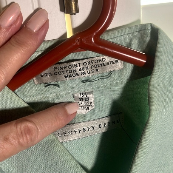 💚🚶‍♂️Men's Jeffrey Beene Pinpoint Oxford Button Down Dress Shirt Size 16 1/2 - Picture 5 of 6